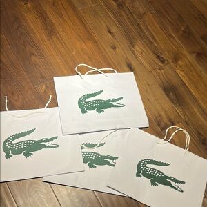 Set of 6 Lacoste White Bags with Green Crocodile Logo